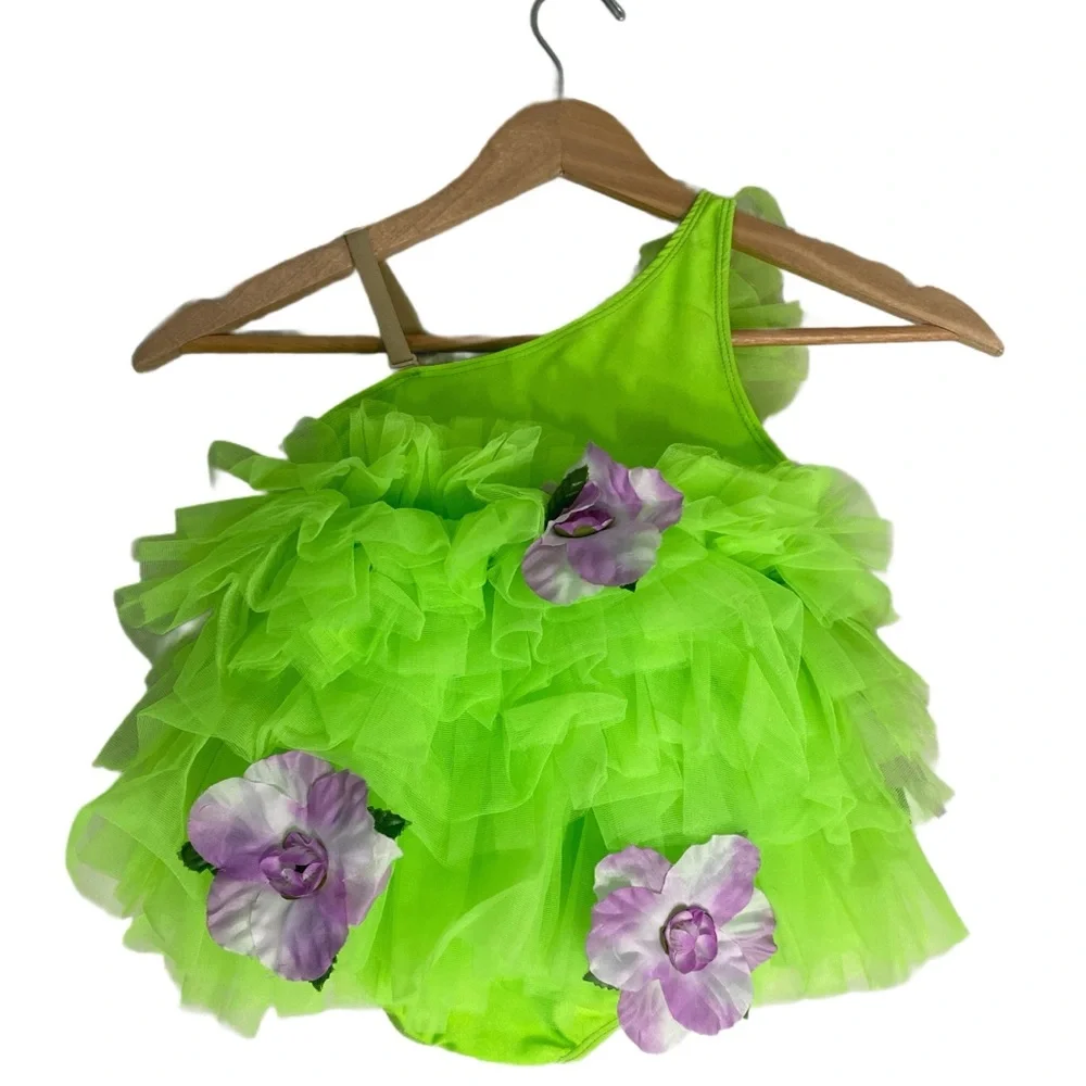 Revolution Ruffle Lime Green Flower Leotard Dance Dress Fairy‎ Princess Costume